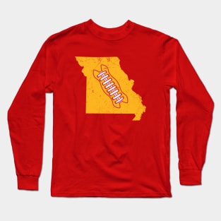 KC Missouri Retro Football - Red Long Sleeve T-Shirt